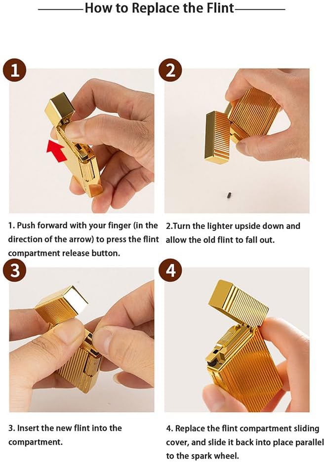 JIANCHEN Classic Metal EngravingButane Lighter, Refillable Soft Flame Flip-Top Lighter with Side Slide Ignition, Pocket Lighter for Daily Use or Gifting,Gold c